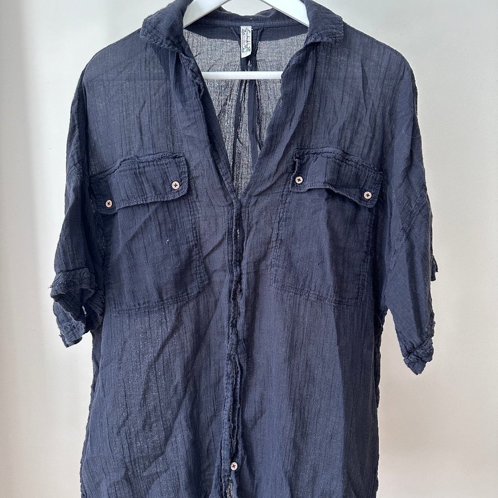 Free People Short Sleeve Button Up Tunic